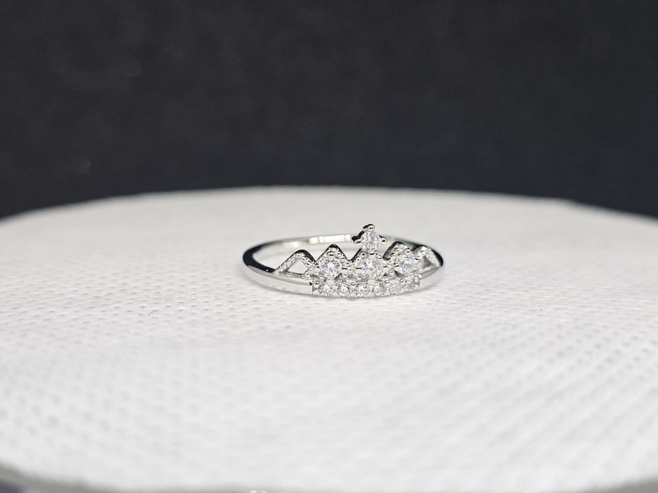 Dainty Crown Ring with Cubic Zirconia (CZ) Stones