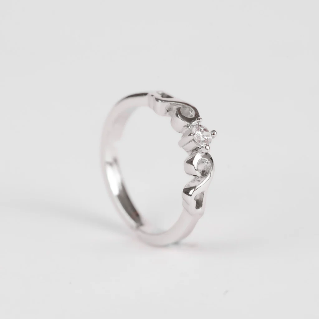 Pure Silver Solitaire Island Engagement Ring