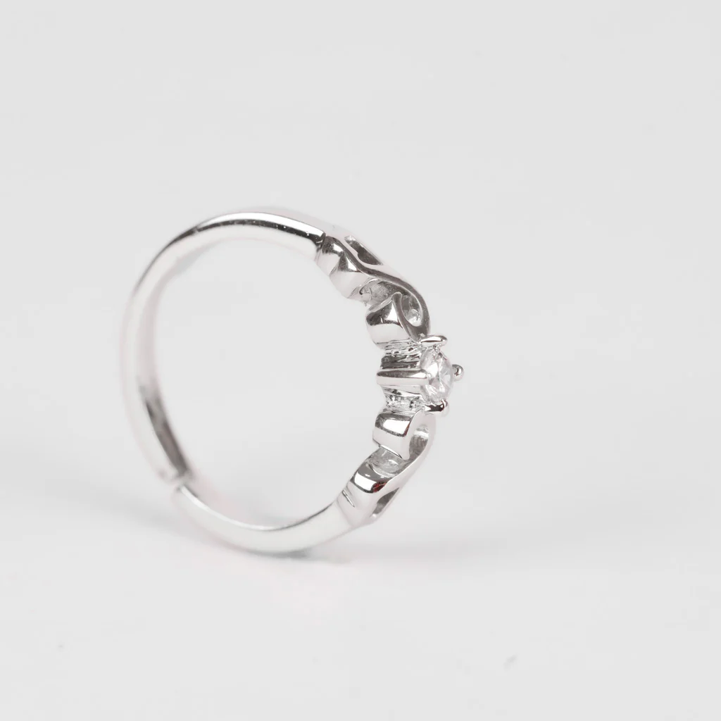 Pure Silver Solitaire Island Engagement Ring