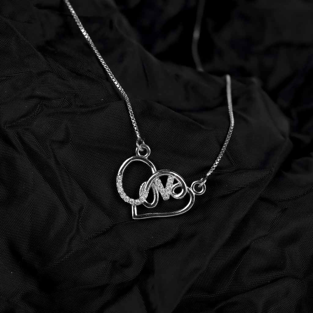 Pure Silver LOVE Heart Pendant with Chain