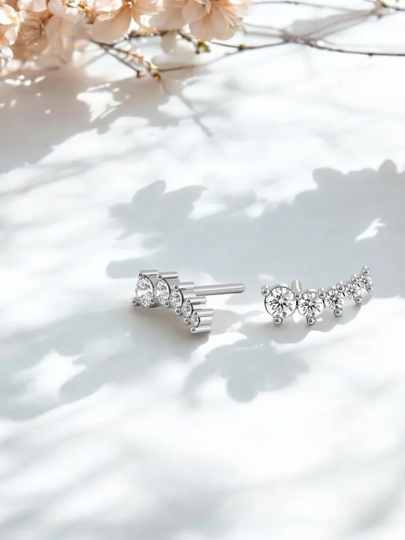 Pure 925 Silver Princess Climber Earrings For Women