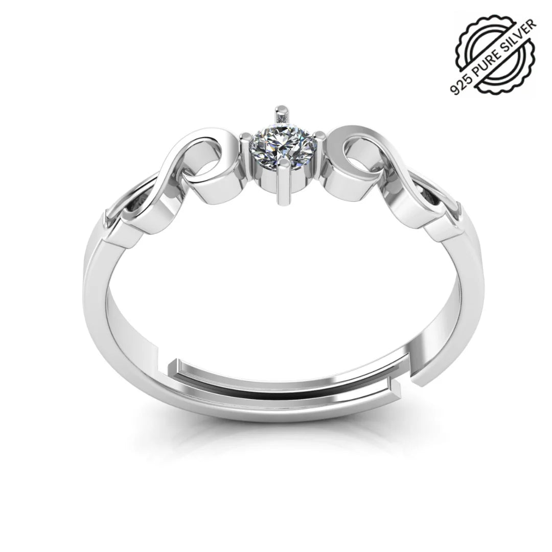 Pure Silver Solitaire Island Engagement Ring