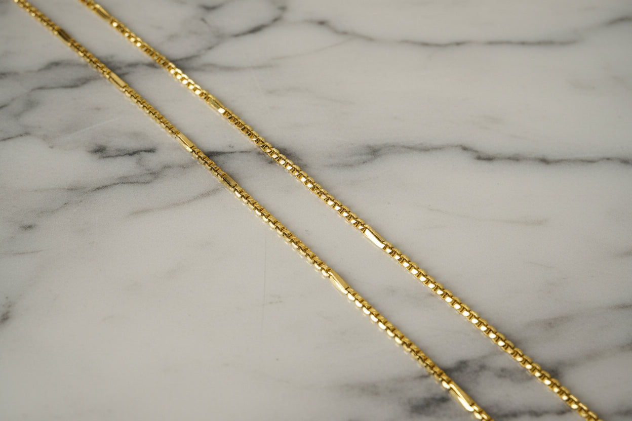 Luxury 92.5 Sterling Silver Gold Plated Bar & Box Link Chain