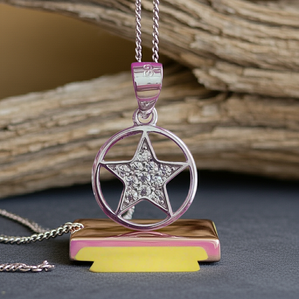 92.5 Pure silver Fancy Star Symbol Pendant