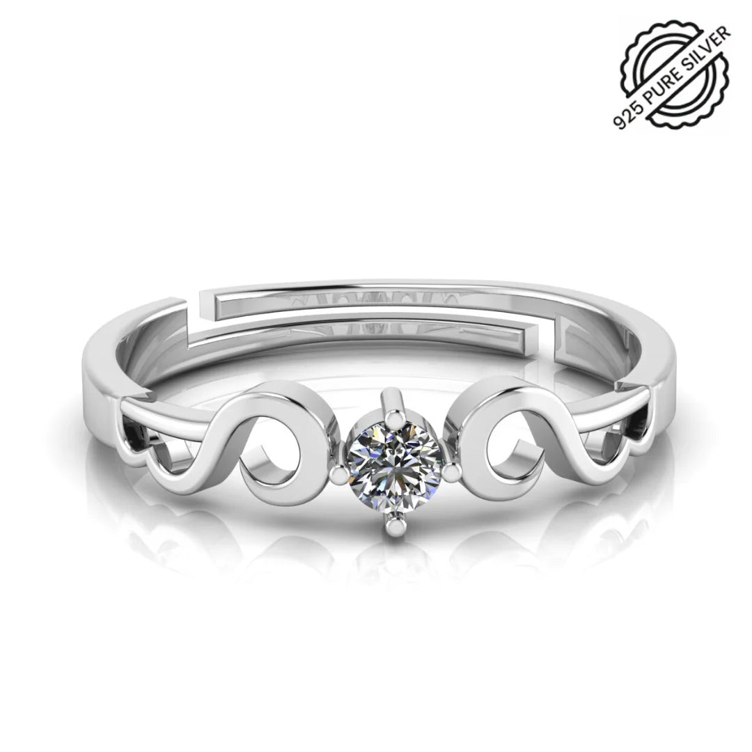 Pure Silver Solitaire Island Engagement Ring