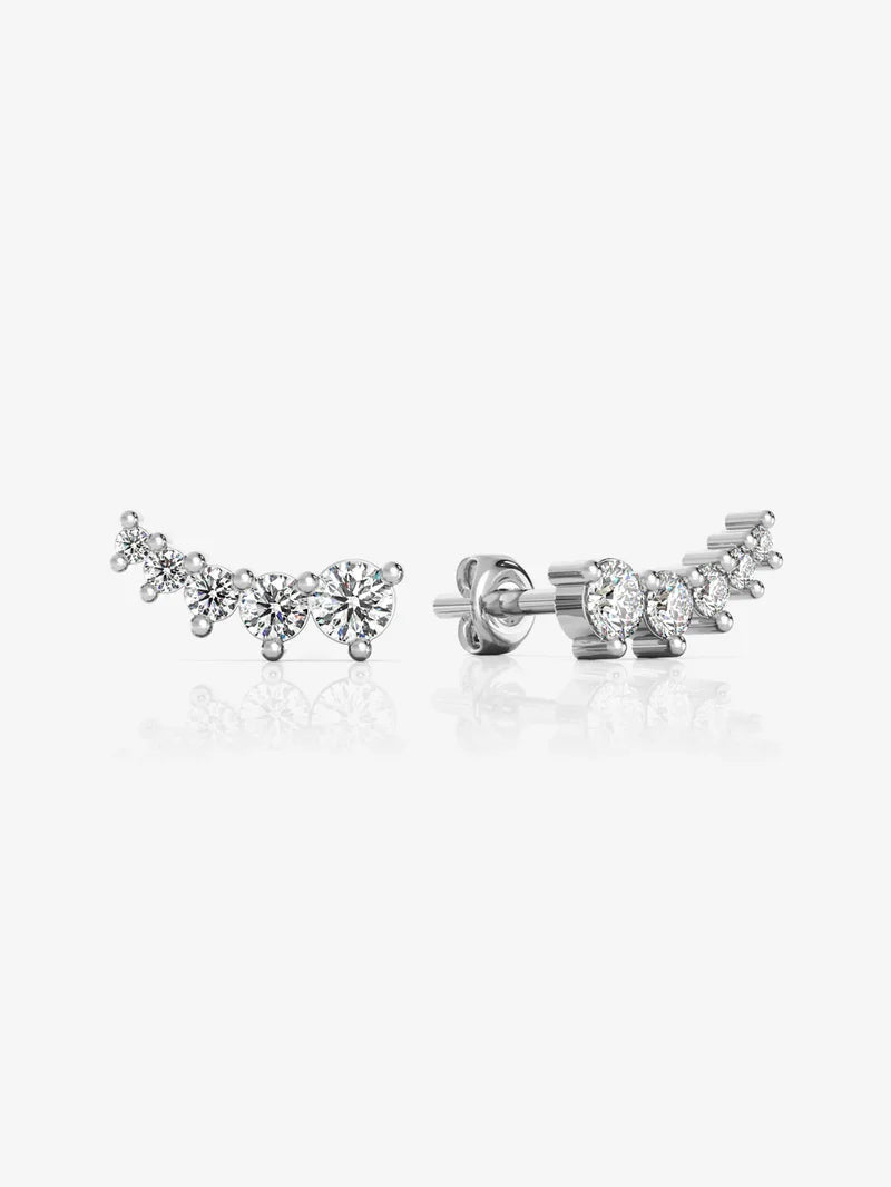 Pure 925 Silver Princess Climber Earrings For Women