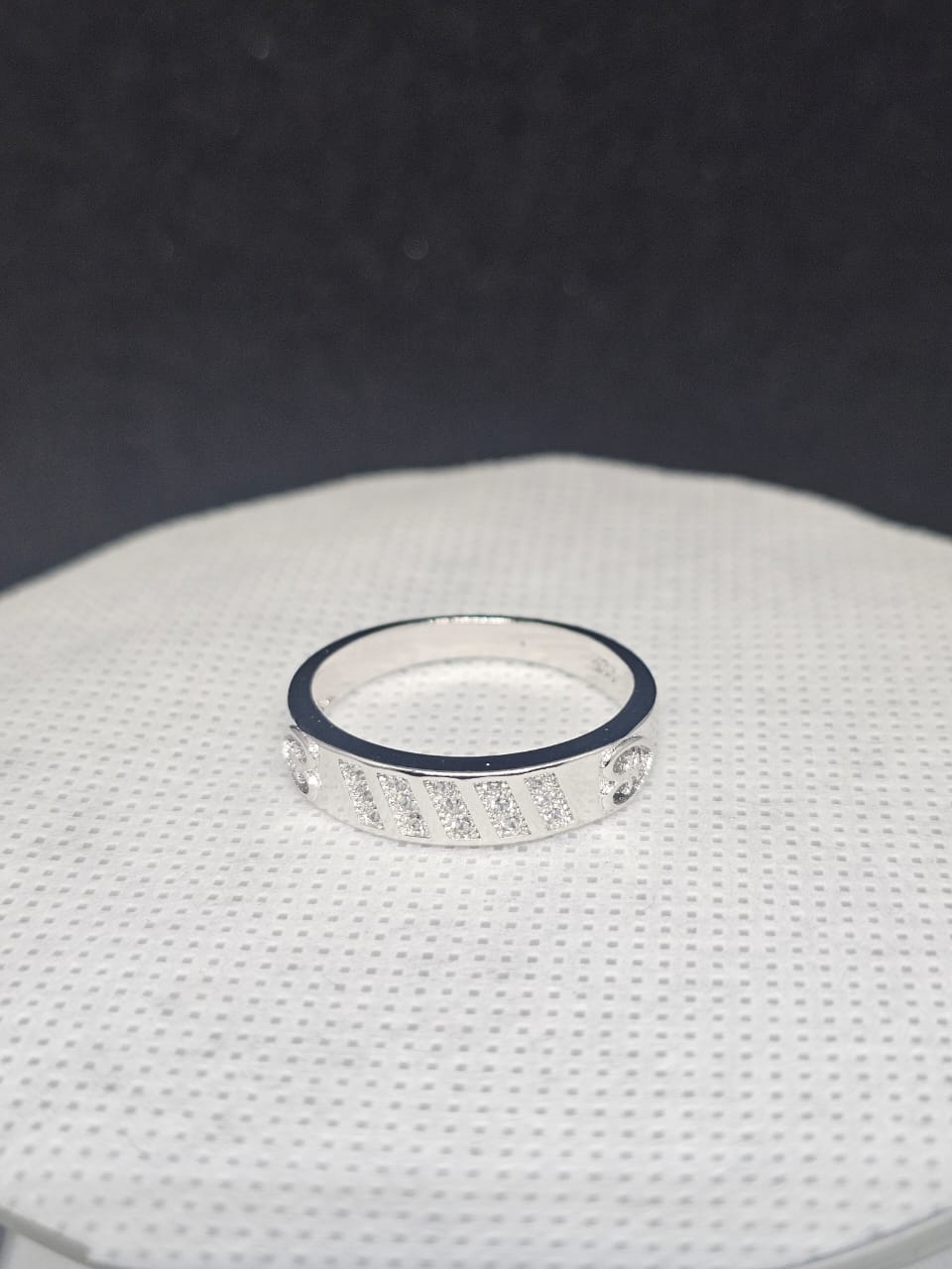 Minimalist Sterling Silver Minimalist Sterling Silver Band Ring with CZ Inlay