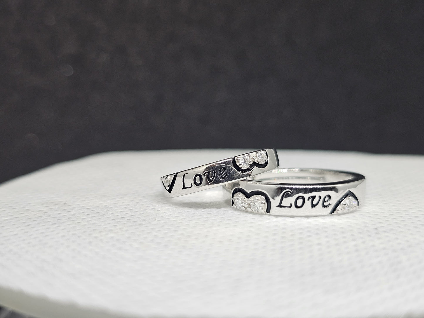 Matching "LOVE" Engraved Rings