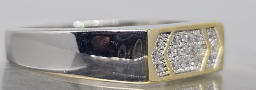 Two-Tone Gold & Sterling Silver Hexagon CZ Ring
