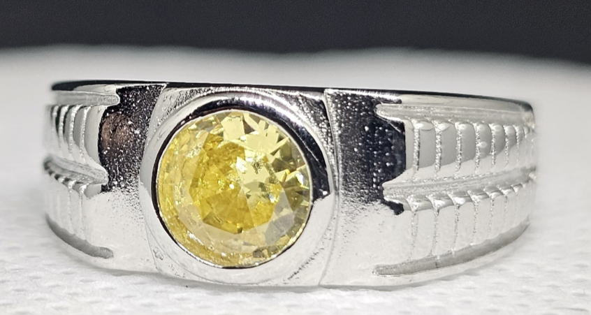 Men's Sterling Silver Yellow CZ Statement Ring