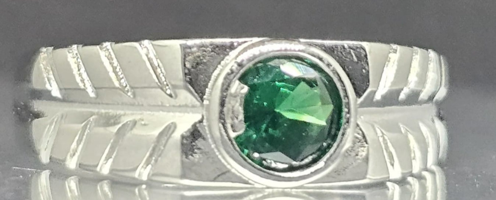 Sterling Silver Green Gemstone Ring