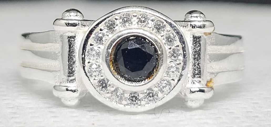 "Midnight Halo" Sterling Silver Onyx Ring