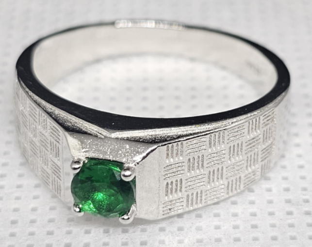"Emerald Lattice" Men's Sterling Silver Ring