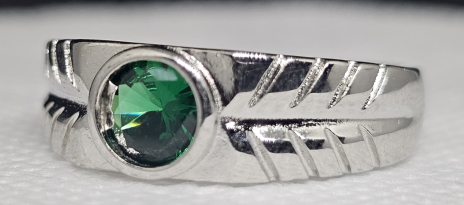Sterling Silver Green Gemstone Ring