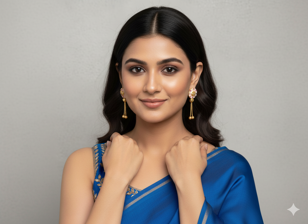 Gold Coated Pure Silver Jhumki Ear rings for Women