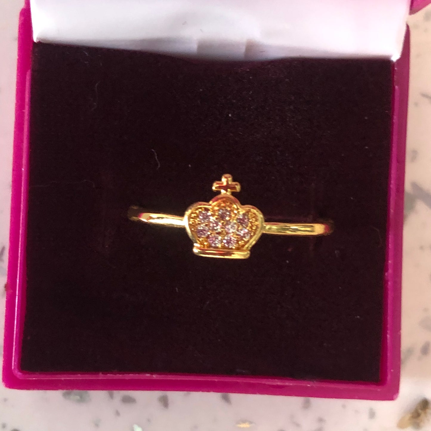 Pure Silver and Gold coated Crown Shaped Ring for Girls