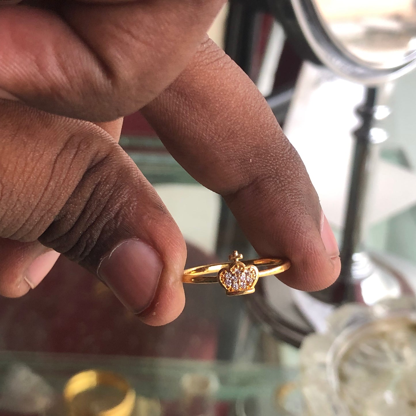 Pure Silver and Gold coated Crown Shaped Ring for Girls