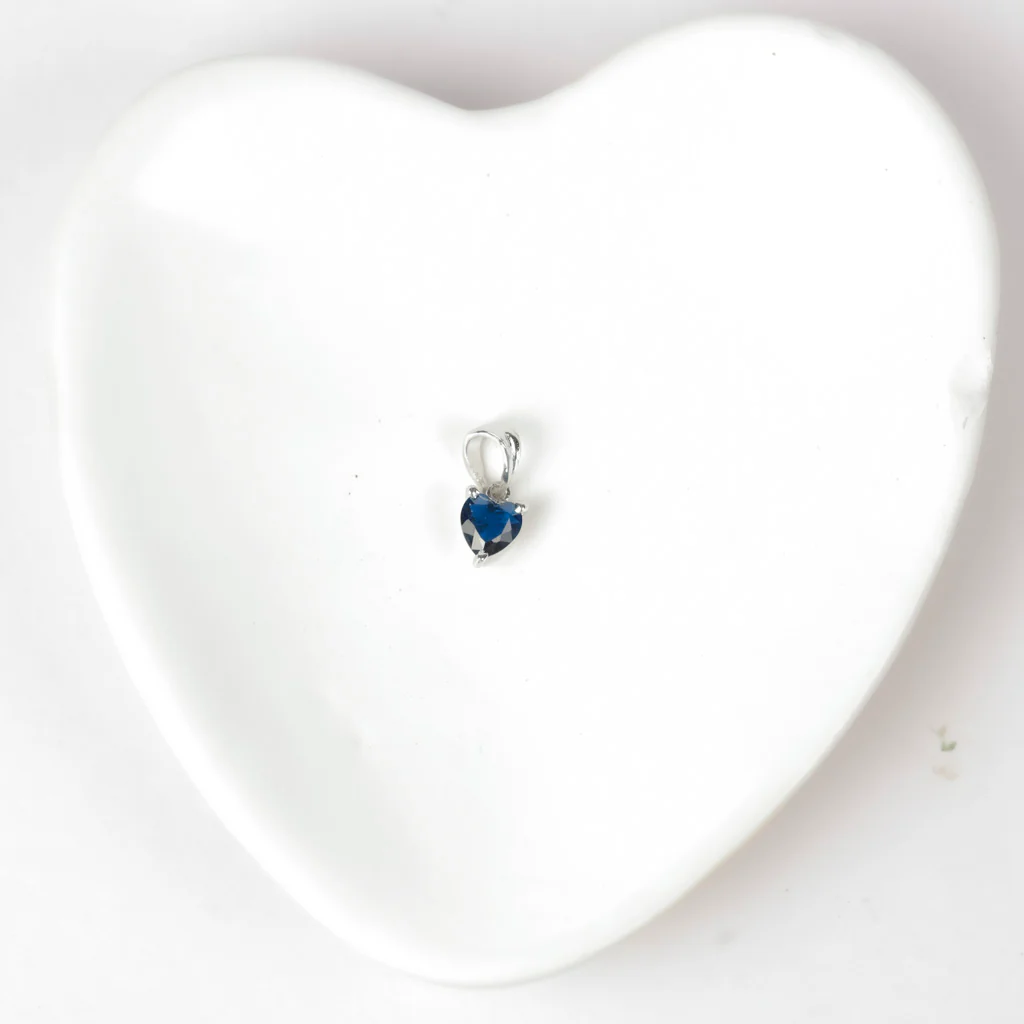 Pure Silver Blue Heart Pendant