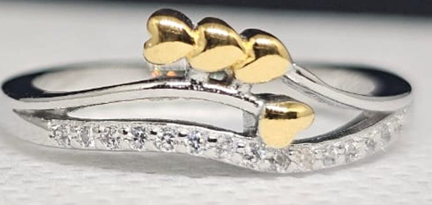 Dual Band Love Intertwined Hearts Silver Ring with CZ Accent