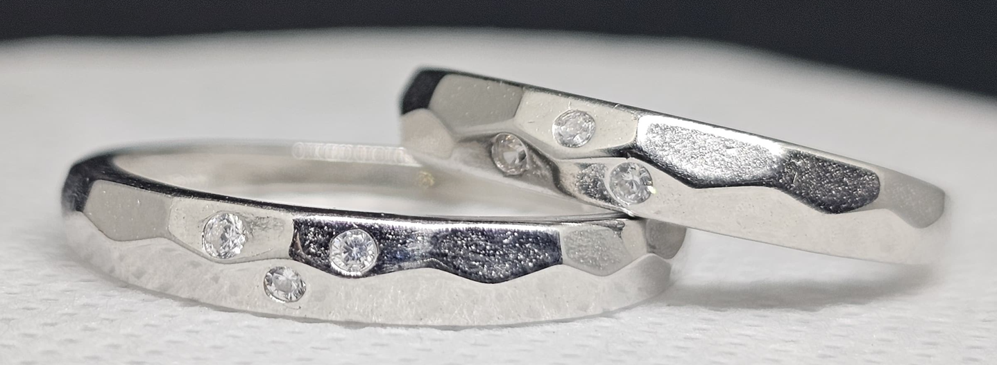 Modern Romance Silver Couple Rings with CZ Accents