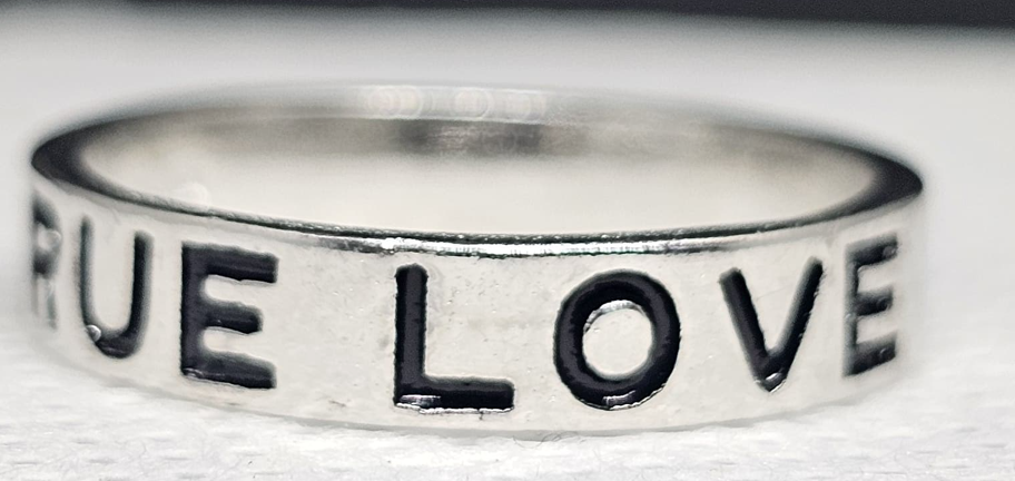 "True Love" Engraved Sterling Silver Band Ring