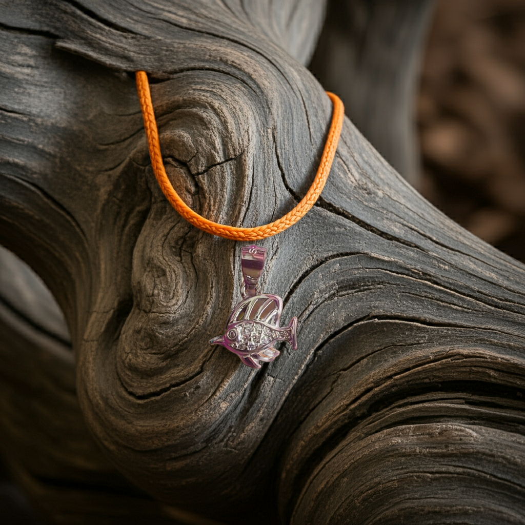 Graceful Silver Angelfish Pendant with CZ Detailing – Nature-Inspired Jewellery