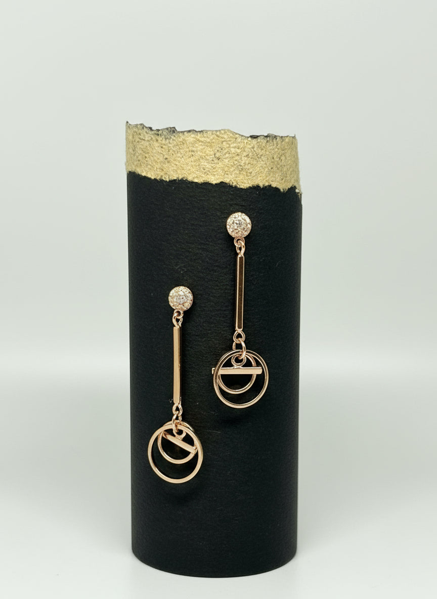 Elegant Minimalist Drop Earrings with Geometric design rose gold - silvercarats
