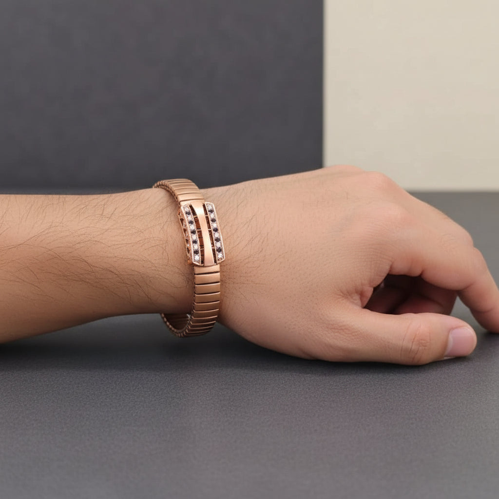 Pure Silver Luxury Rose Gold Coated Men's Bracelet