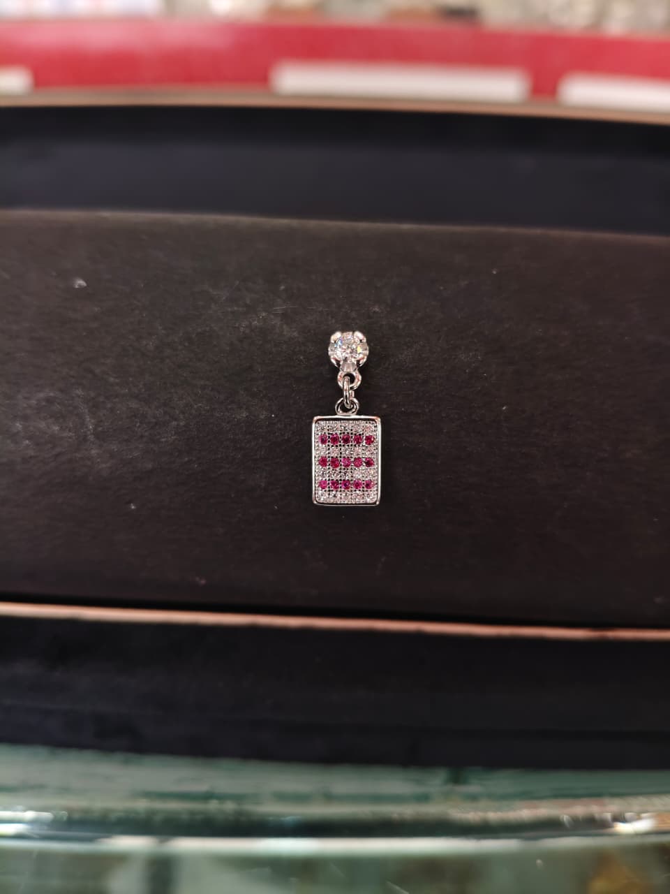 92.5 Pure Sterling Silver Geometric Ruby Drop Earrings