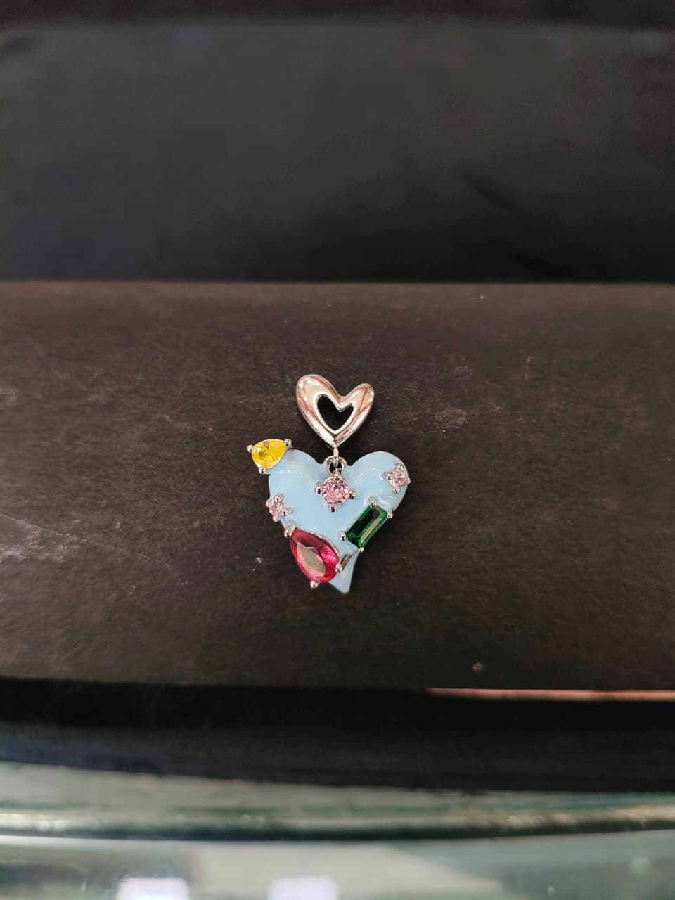 925 Sterling Silver Pastel Blue Heart Earrings