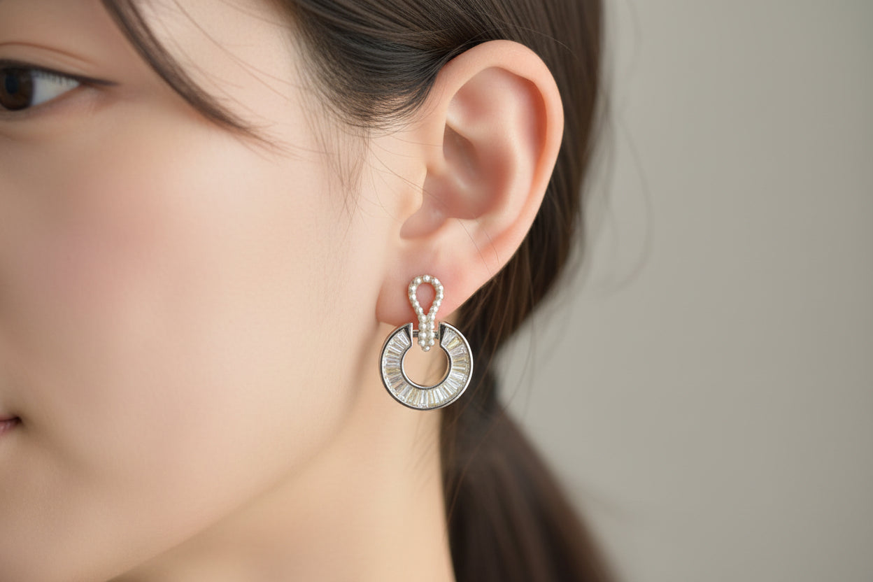 92.5 Sterling Silver Geometric Circle Drop Earrings