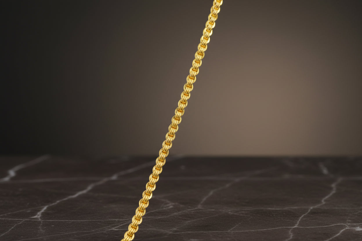 Unisex 92.5 Sterling Silver Gold Coated Imperial Byzantine Chain