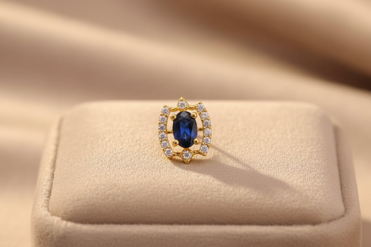 Luxury 92.5 Sterling Silver Gold Coated Trillion-Cut Studs