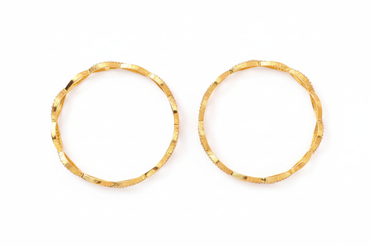 Luxury 92.5 Sterling Silver Gold Plated Infinity Wave Bangle Set