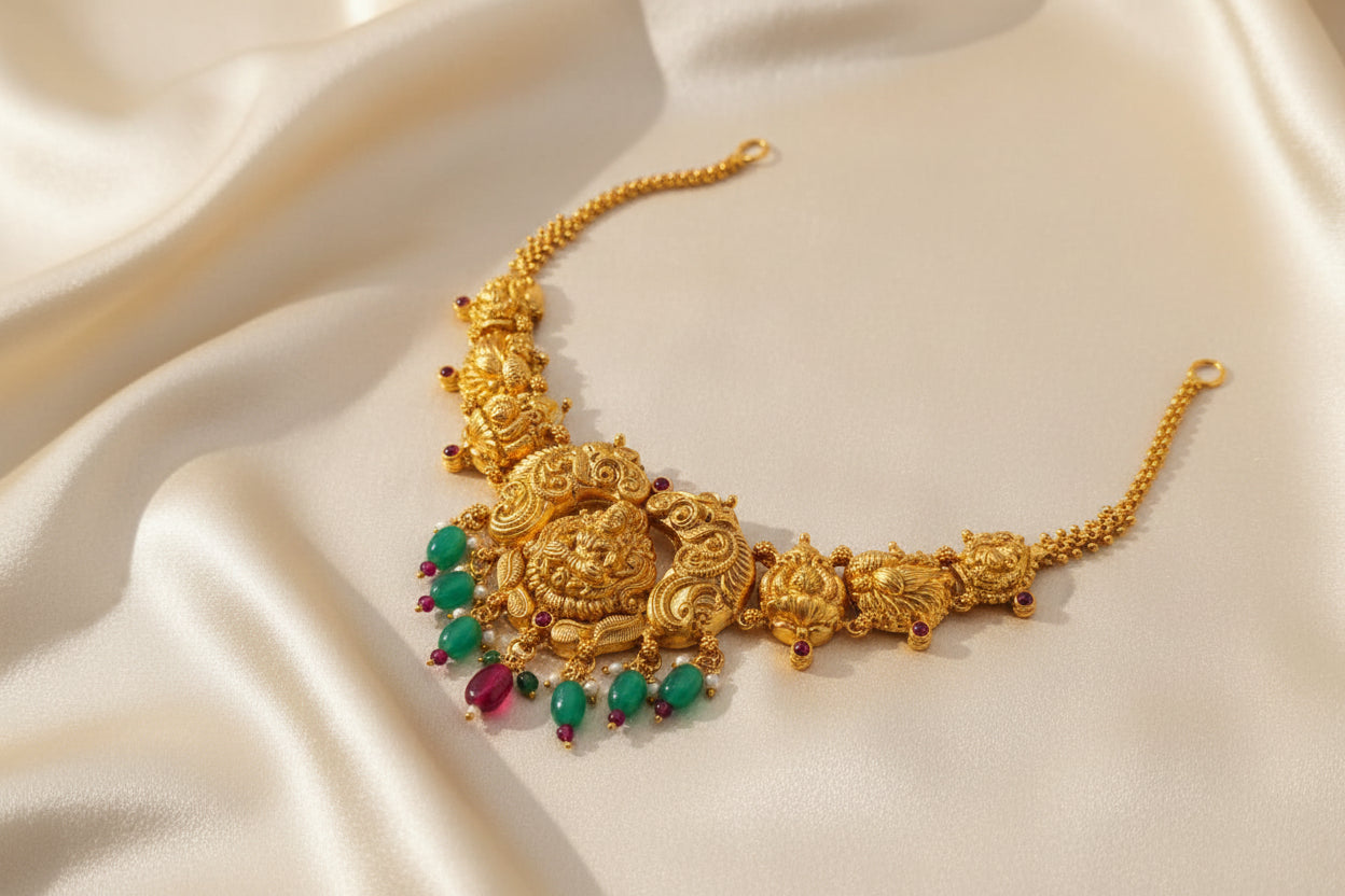 Gold Plated 92.5 Sterling Silver Temple Jewelry Necklace