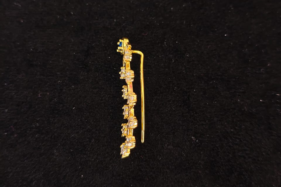 Gold Plated 92.5 Sterling Silver Blue Sapphire-Tone Vine Ear Crawlers