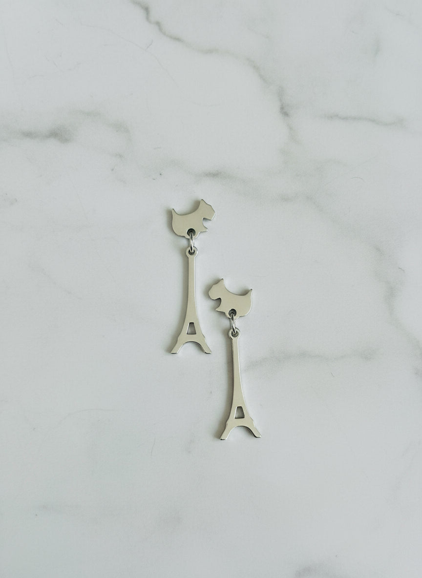 Parisian Pup Dangle Earrings - silvercarats