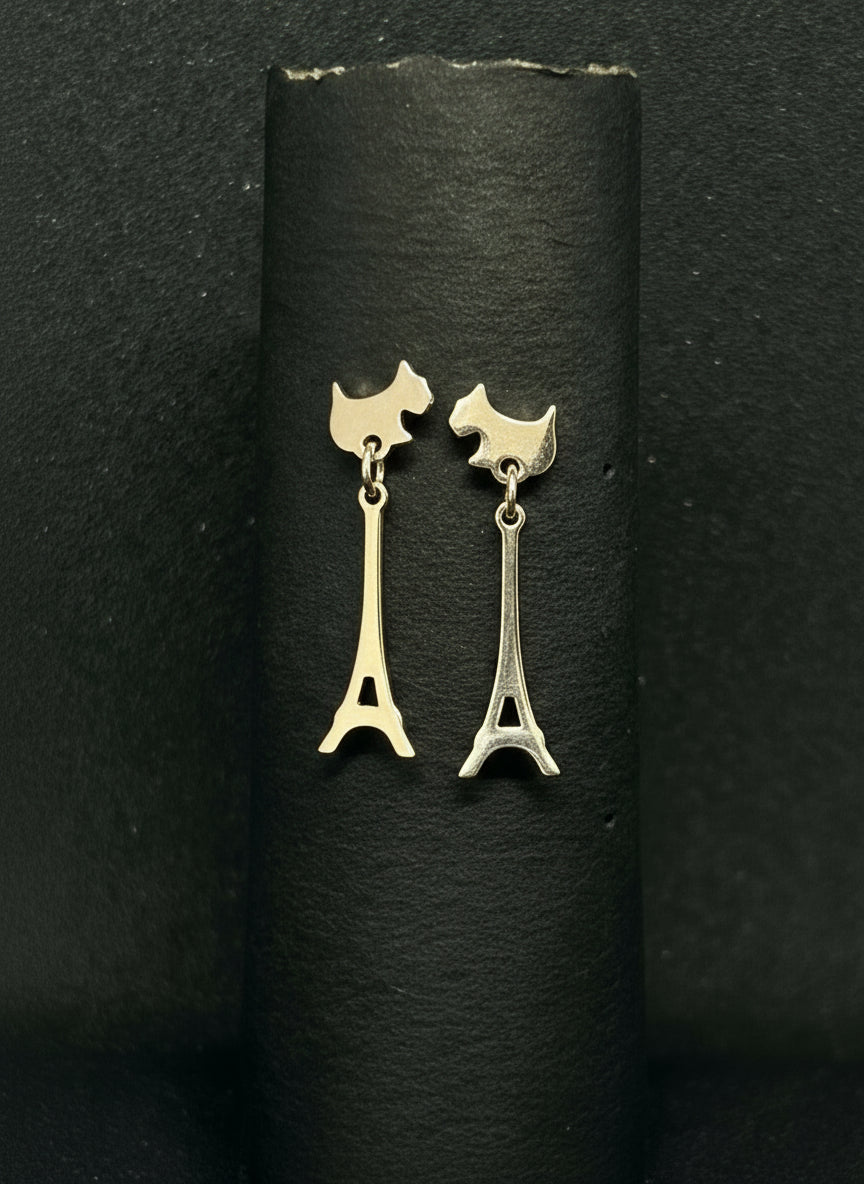 Parisian Pup Dangle Earrings - silvercarats