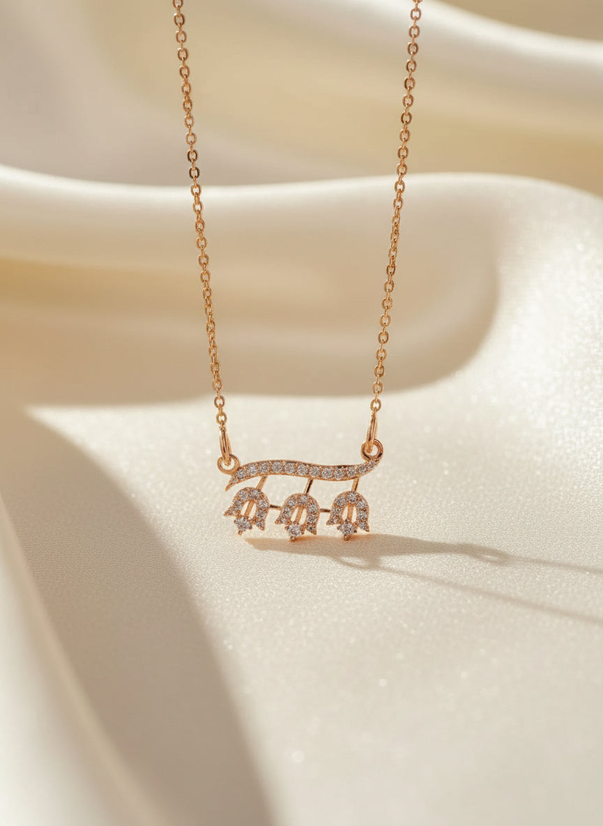 Pure Silver Romantic Rose Gold Plated Necklace
