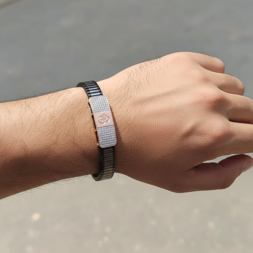 Pure SIlver Men’s Luxury Om Symbol Bracelet