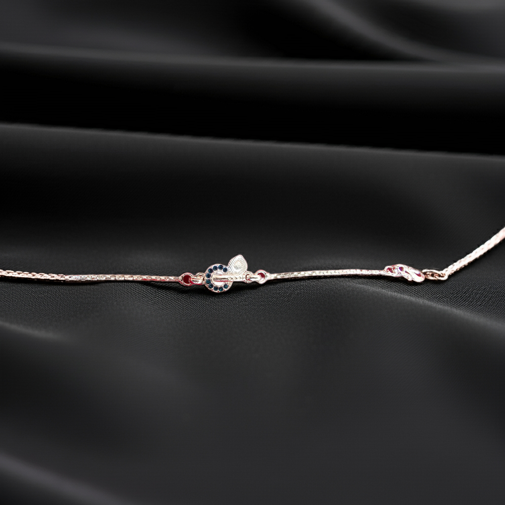 925 Silver Sparkling Blue Stone Bracelet Rakhi – Royal Elegance for Raksha Bandhan 2025