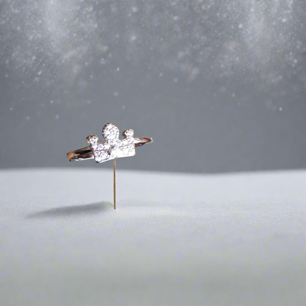 Pure Silver Crown Fancy Ring for Girls