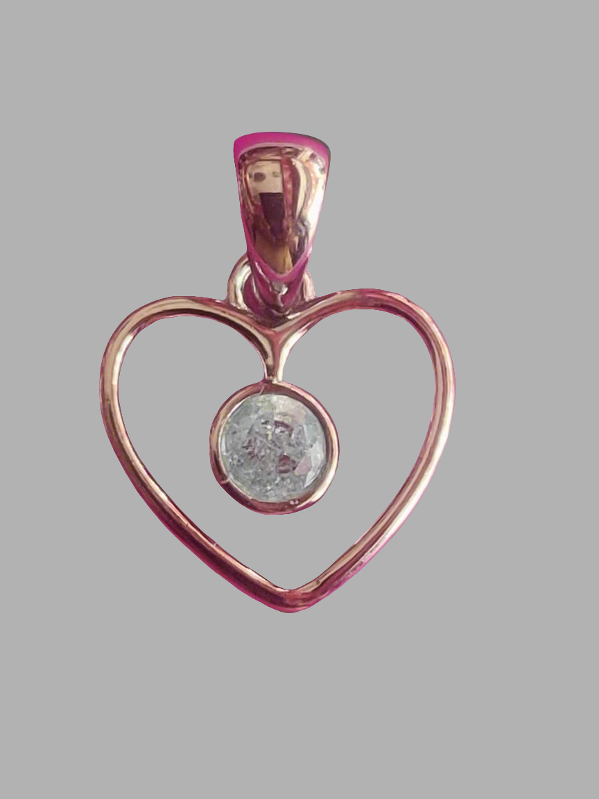 Pure Silver Heart Pendant with Hanging White CZ Stones