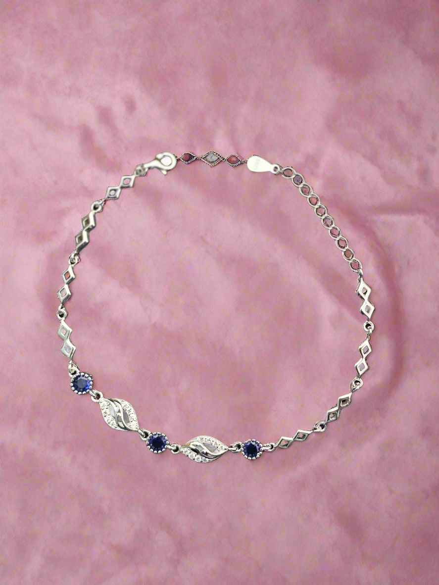 Elegant Sterling Silver Bracelet with Blue Sapphire Accents for Girls
