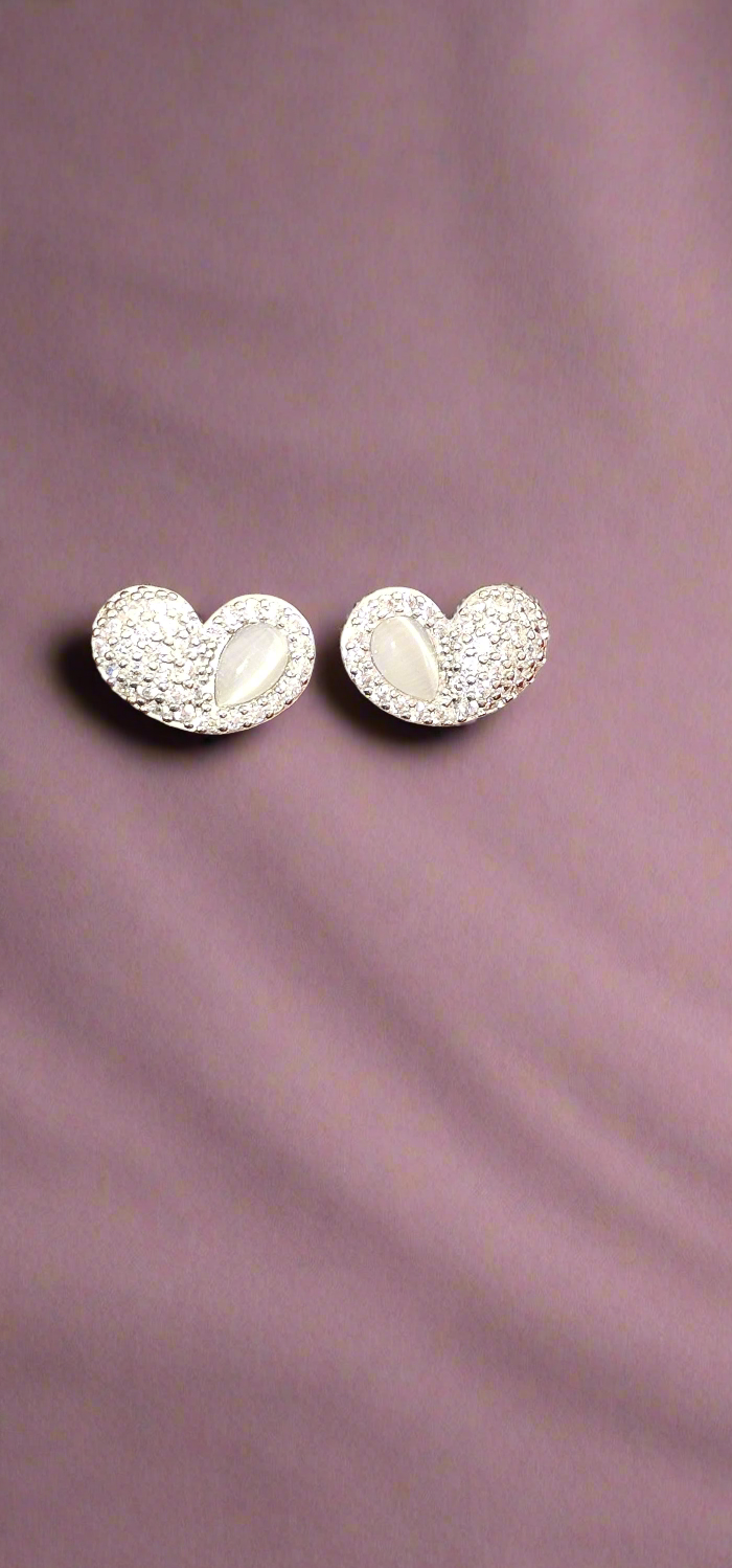 Pure Silver & Rose Gold coated Fancy Design Tops White Stones for Girls