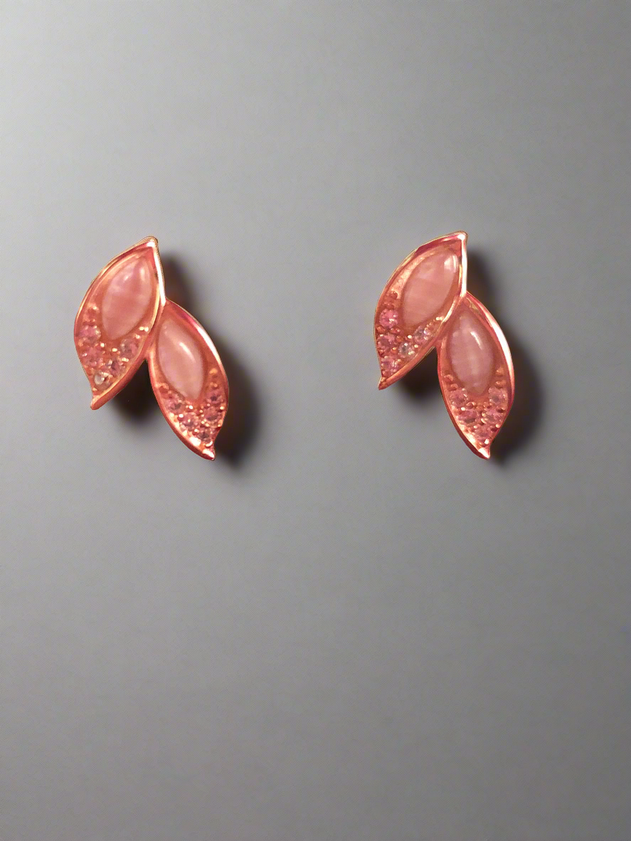Pure Silver Fancy Ear Rings with Rose Gold Coating for Girls