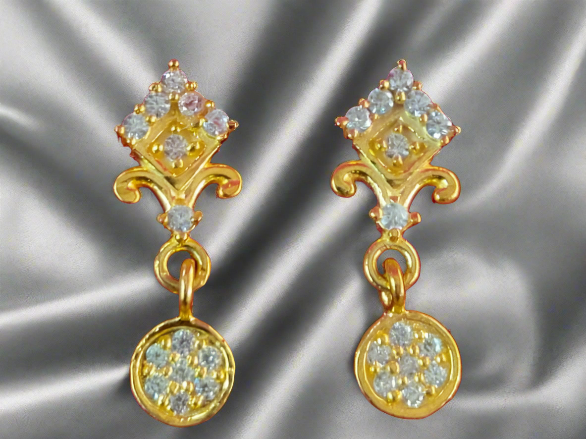 Gold Coated Pure Silver Ear Rings for Girls