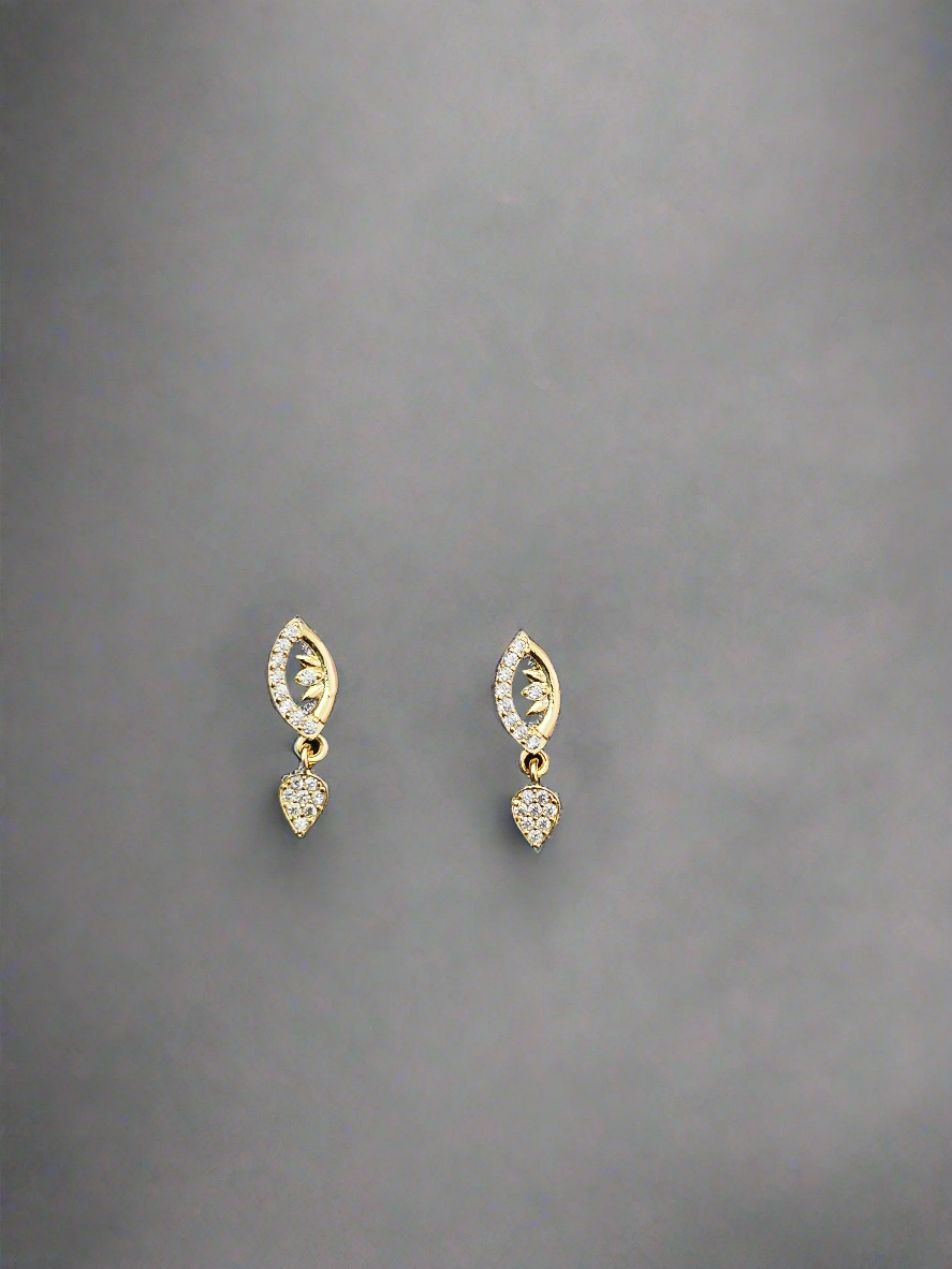 Sparkling Cubic Zirconia Gold-Plated Eye Drop Earrings