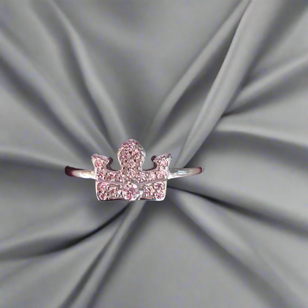 Pure Silver Crown Fancy Ring for Girls