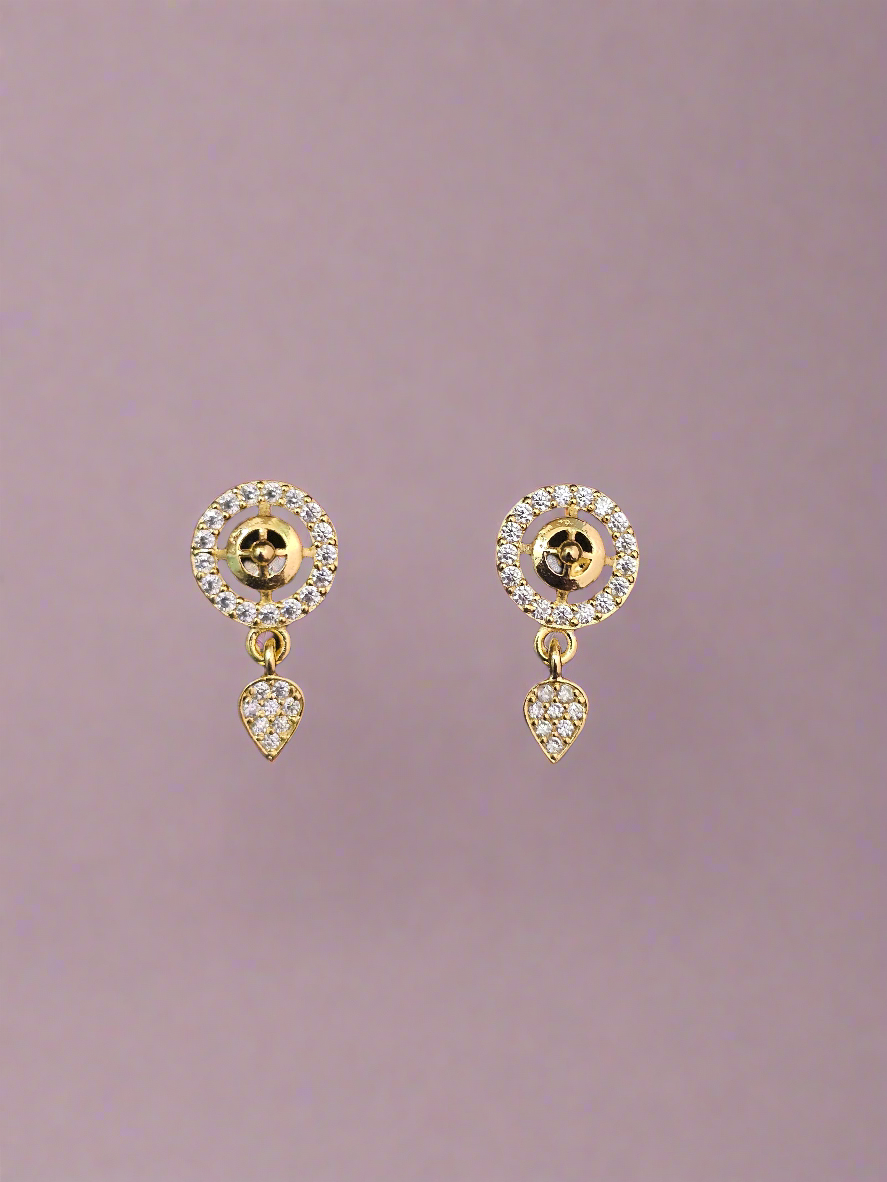 Sparkling Circular CZ Halo Earrings with Teardrop Accent
